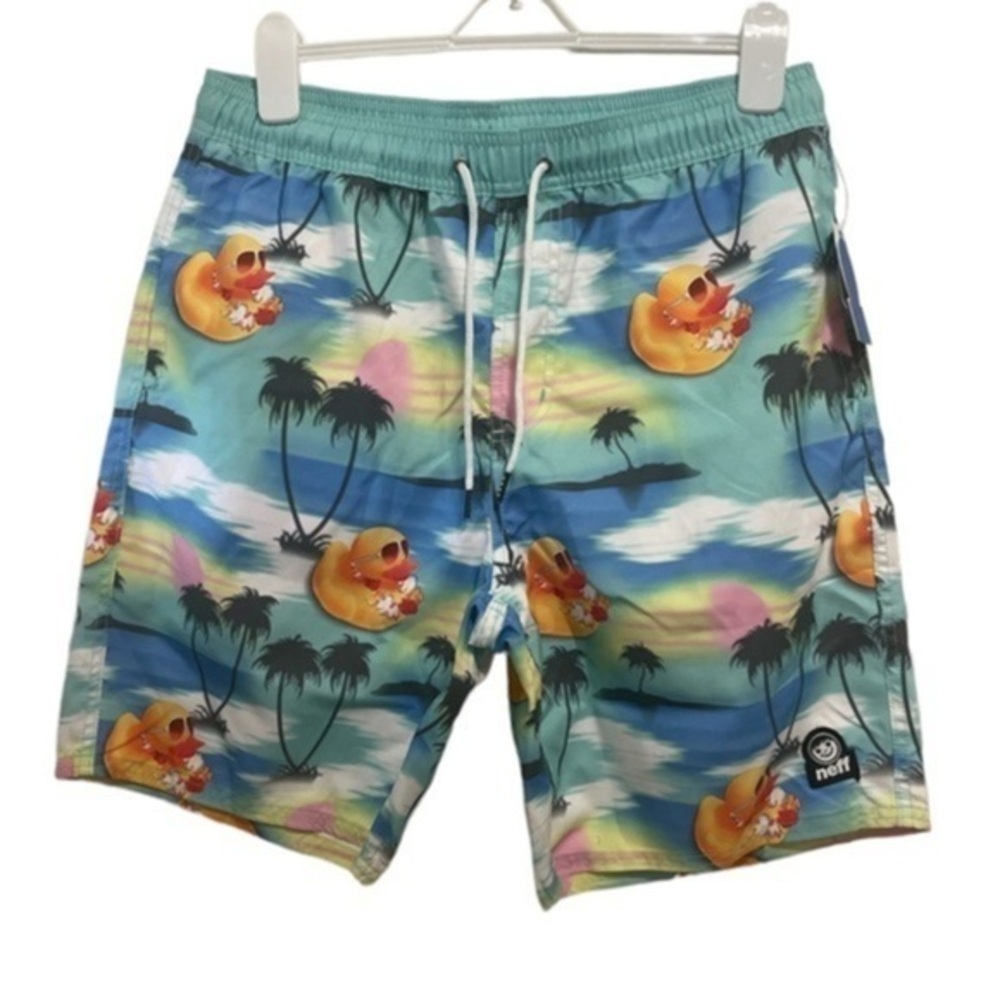 Neff Mens Vlly Hot Tub duck blue swim wear NWT Sz Large